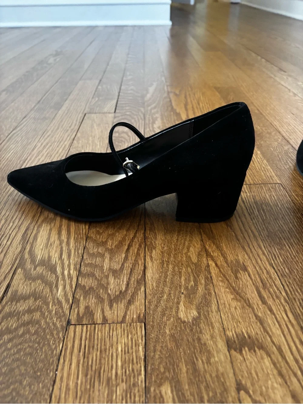 Nine West Black Suede Pointed-Toe Mary Jane Pumps - Picture 2 of 3